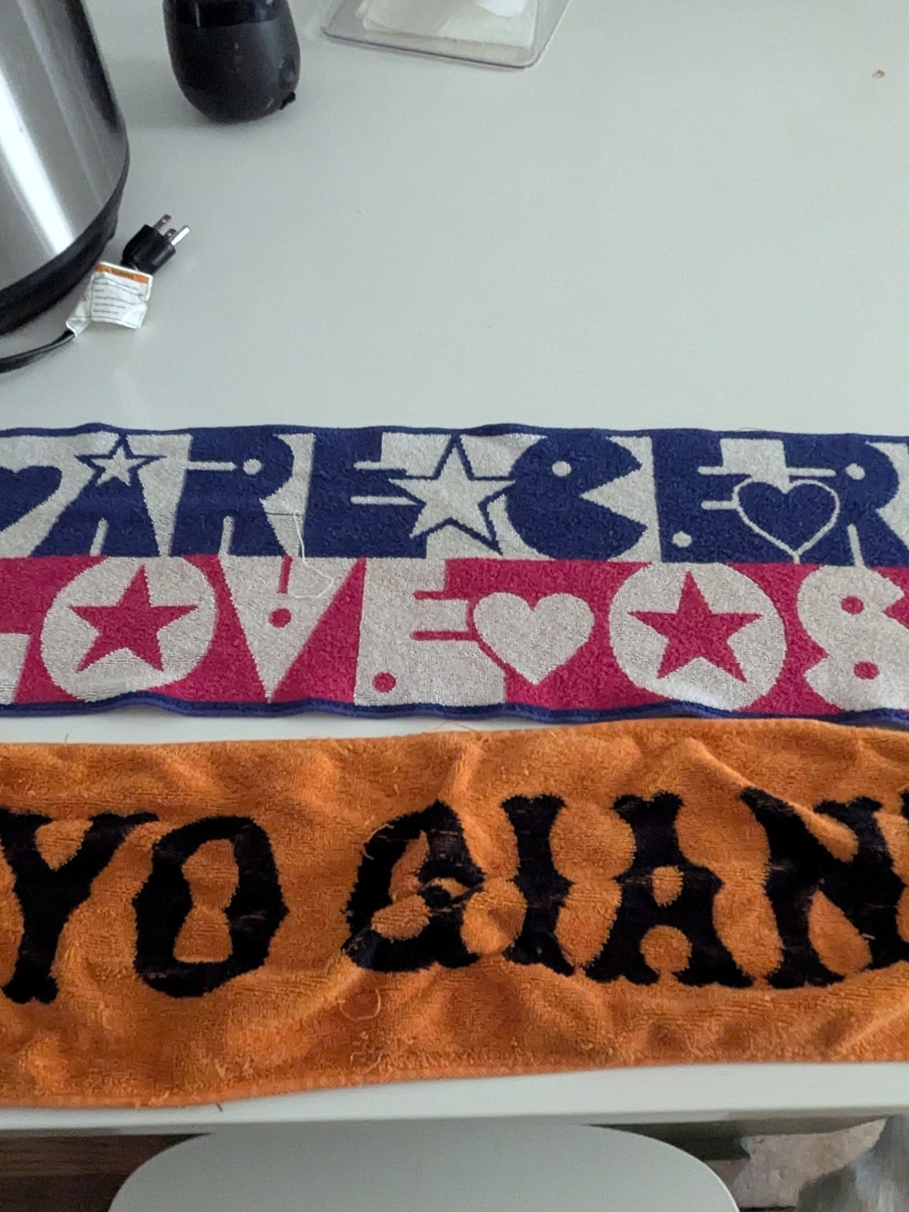 Japanese Sports Cotton Towels - Blue, Pink & Orange